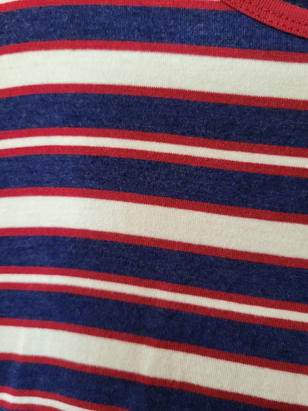 LuLaRoe Classic Striped Scoop Neck Top - Navy, White & Burgundy w Blue Leggings - Picture 4 of 5